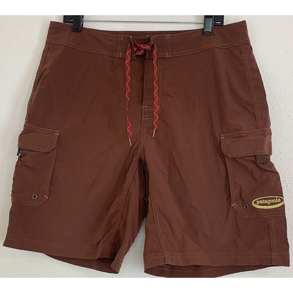 Patagonia MOC Hybrid Shorts Mens 34 Brown Quick Dry Outdoor Beach Surf Travel